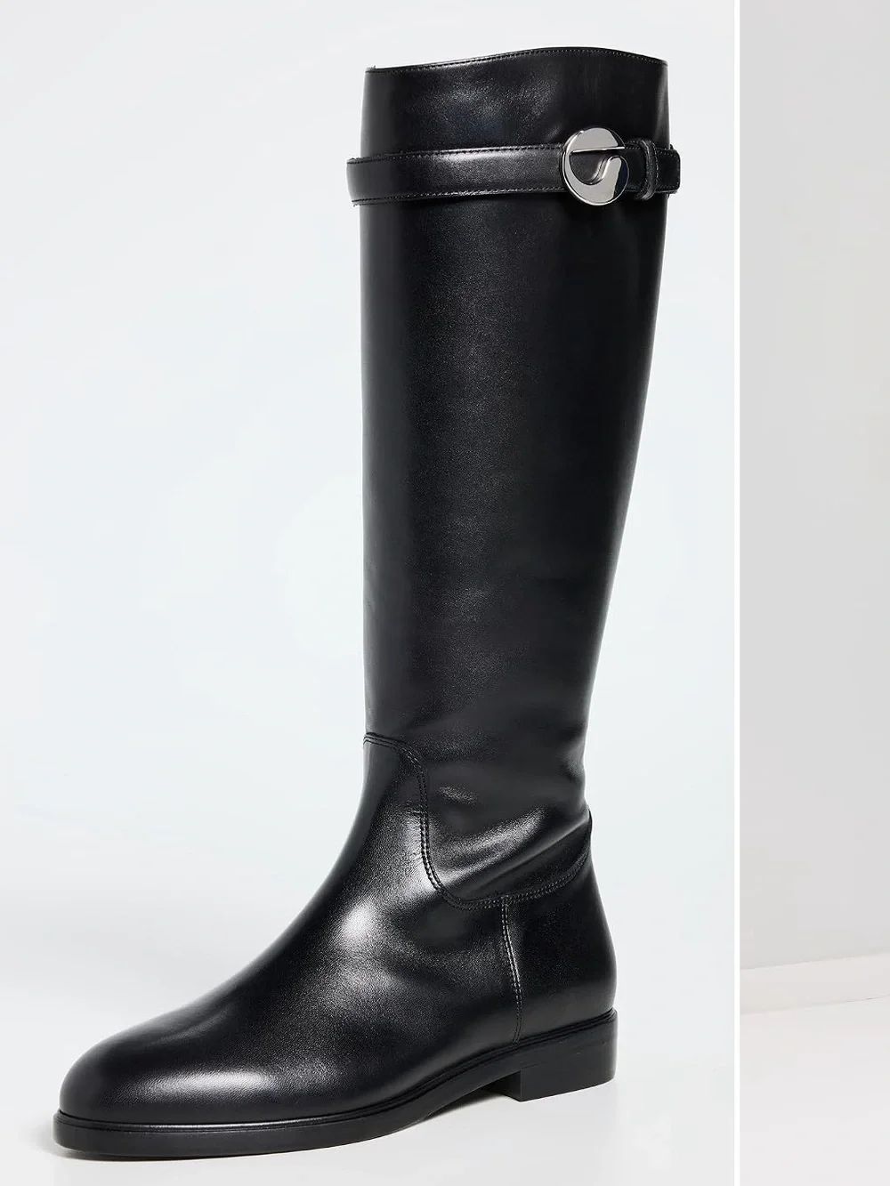 Coperni Black Leather Cavalier Flat Boots Size 38 / Size 7 Knee High WORN ONCE.